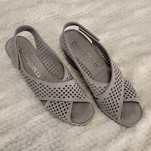 Pedro Garcia federica leather suede wedge sandals gray 10.5 NWOT